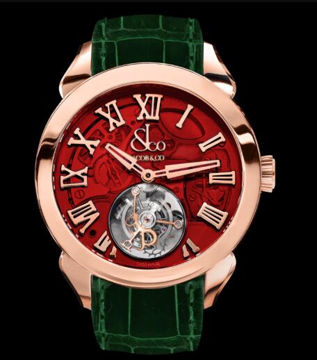 Jacob & Co. PALATIAL FLYING TOURBILLON HOURS & MINUTES ROSE GOLD (RED MINERAL CRYSTAL) Watch Replica PT520.24.NS.QB.A Jacob and Co Watch Price